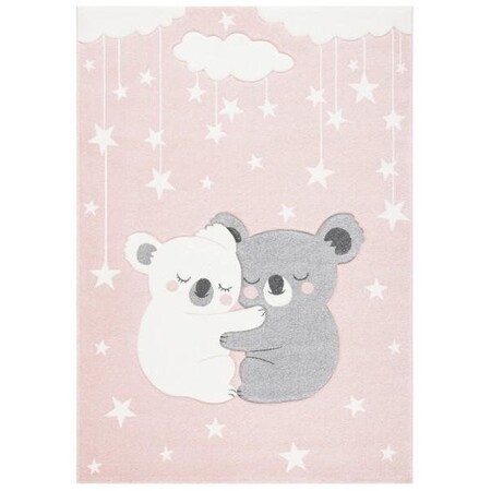 Safavieh Youth Rectangle Carousel Kids 100 Area RugPink & White 4 x 6 ft. CRK195U-4